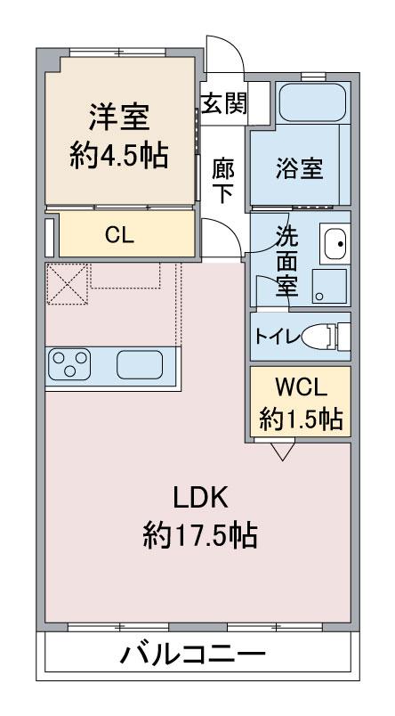 名栄ビル(1LDK/3階)の間取り写真