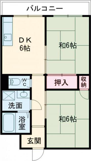 プレアール白水(2DK/4階)の間取り写真