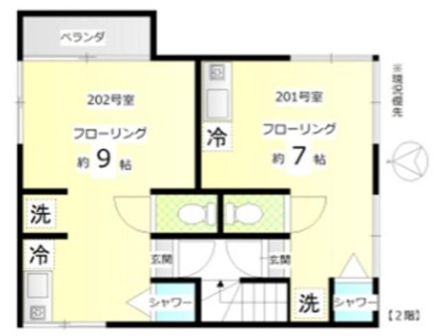 ハウスK(ワンルーム/2階)の間取り写真
