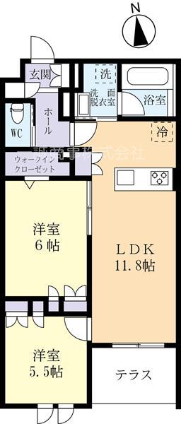 フォーシーズンズひたち野(2LDK/1階)の間取り写真