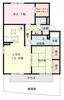 セジュール山陽(2LDK/1階)の間取り写真