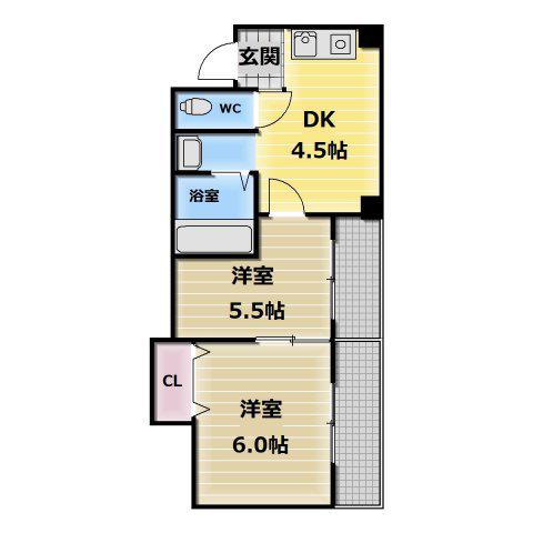 YS COMFORT(2DK/2階)の間取り写真