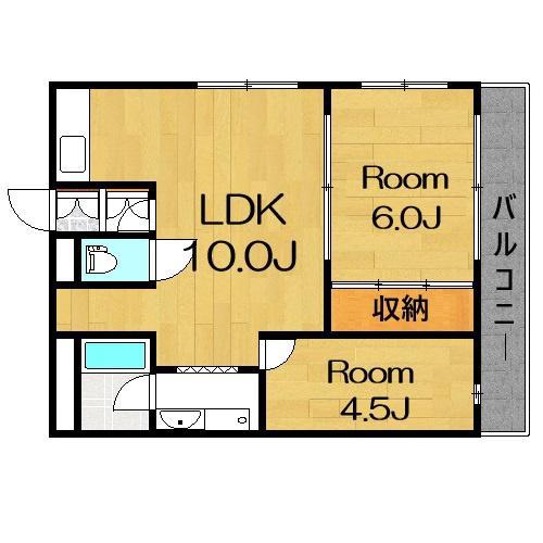 シャトー吉崎(2LDK/1階)の間取り写真