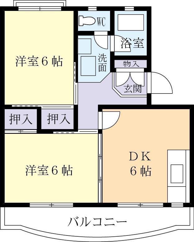 パークピアHIGASHI(2DK/2階)の間取り写真