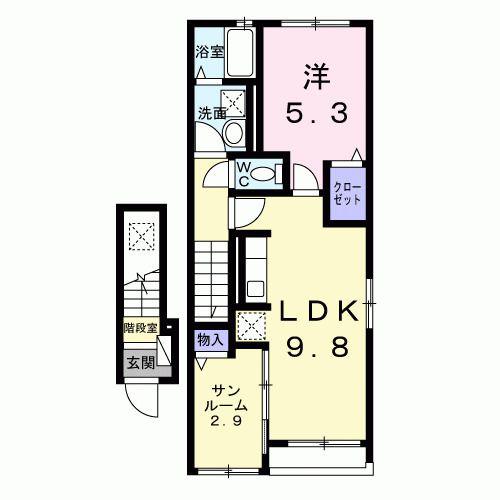メゾン ド ベル(1LDK/2階)の間取り写真