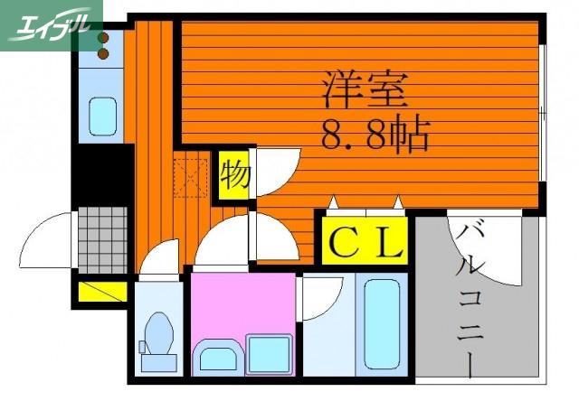THE MODERN 奉還町(1K/8階)の間取り写真
