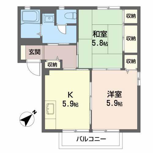 ローゼンハイム(2K/1階)の間取り写真