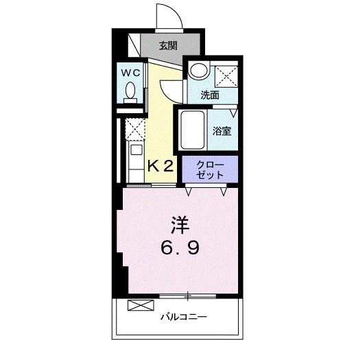 パークサイド K(1K/2階)の間取り写真