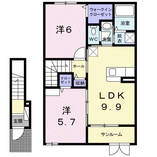 ダンディライオン(2LDK/2階)の間取り写真