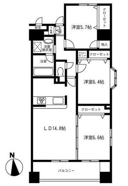 コトヒルズ(3LDK/3階)の間取り写真