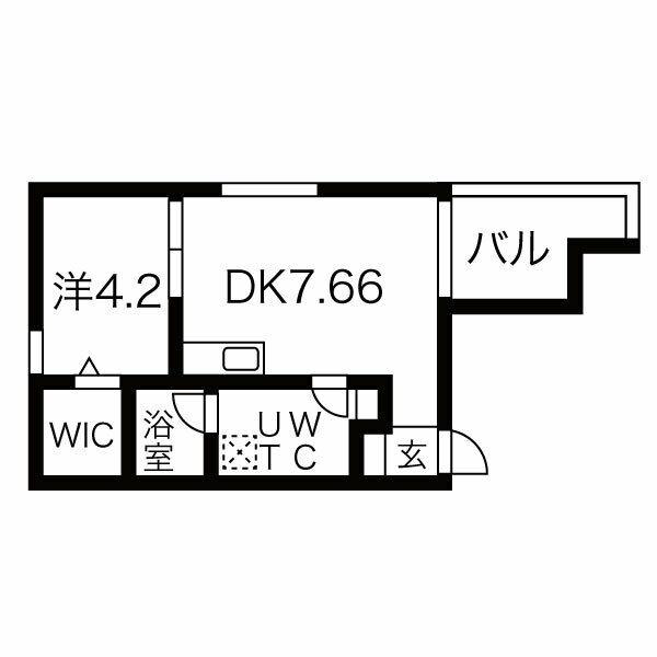 PRECHER 道徳通(1DK/2階)の間取り写真