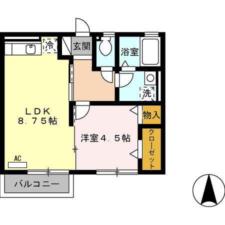 モナリエローザ(1LDK/2階)の間取り写真