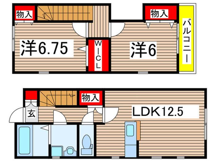 アムールI(2LDK/1階)の間取り写真