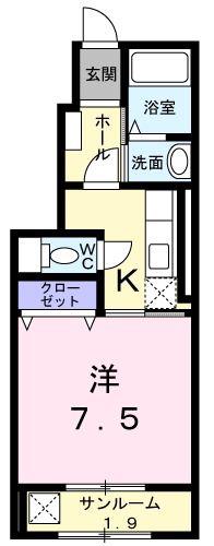 リオンヴィラ(1K/1階)の間取り写真