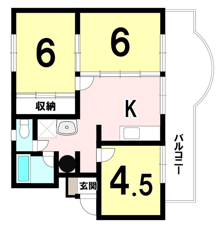 BETTER R 城下(3K/1階)の間取り写真