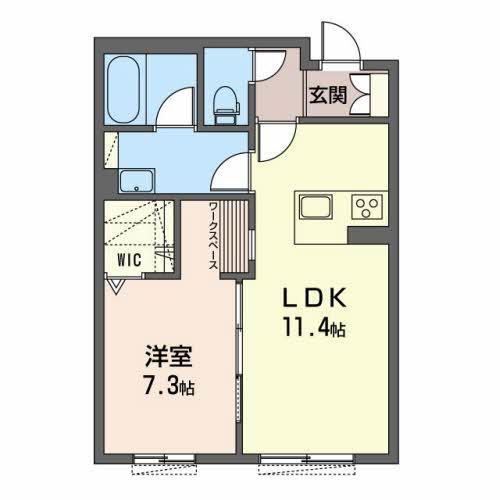 リオリエント大垣西(1LDK/1階)の間取り写真