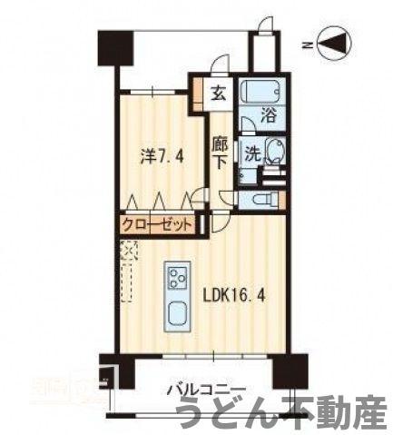アルファステイツ高松駅前(1LDK/12階)の間取り写真
