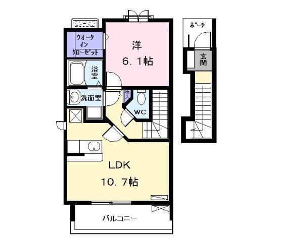 ノーブル港西I(1LDK/2階)の間取り写真
