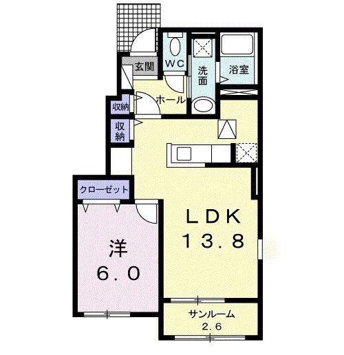 エーデル ガーデン(1LDK/1階)の間取り写真