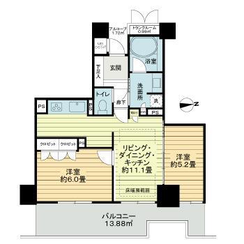 岐阜シティタワー43(2LDK/24階)の間取り写真