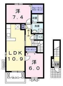 サン・ジェルメII(2LDK/2階)の間取り写真