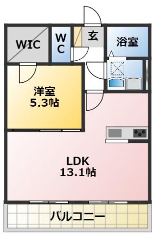 JOUER SEPIAA棟(1LDK/1階)の間取り写真