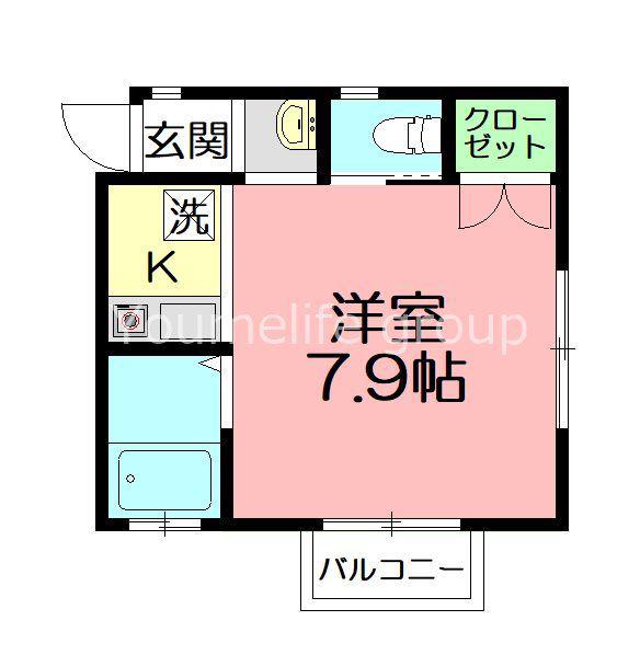 ヴァン・ヴェール南原(1K/2階)の間取り写真