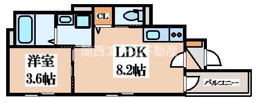 YUMAISON ウエスト(1LDK/2階)の間取り写真