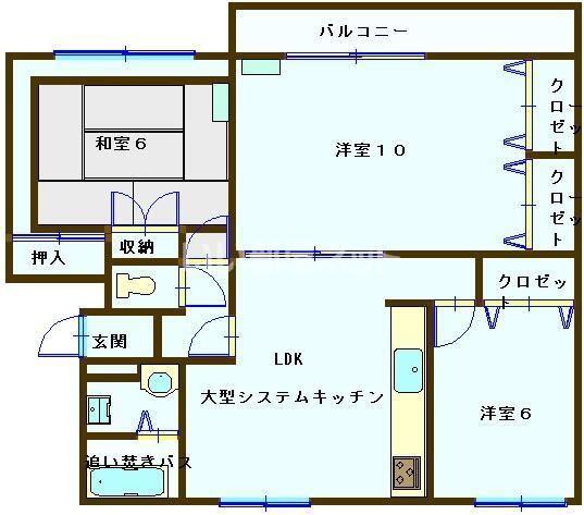 レインボーハウス勾当水5号棟(3LDK/4階)の間取り写真