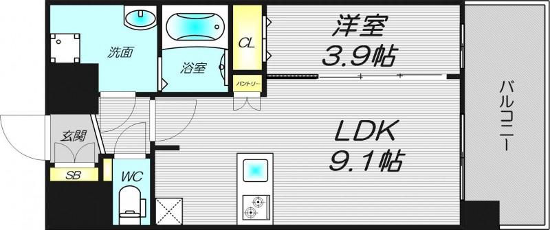 アドバンス大阪クラージュ(1LDK/8階)の間取り写真