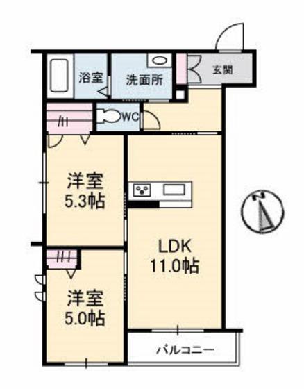 エストガーデン(2LDK/3階)の間取り写真