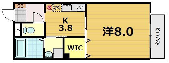 カナル桃山(1K/2階)の間取り写真