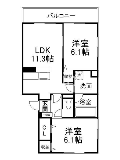 グランソレイユ西院(2LDK/2階)の間取り写真