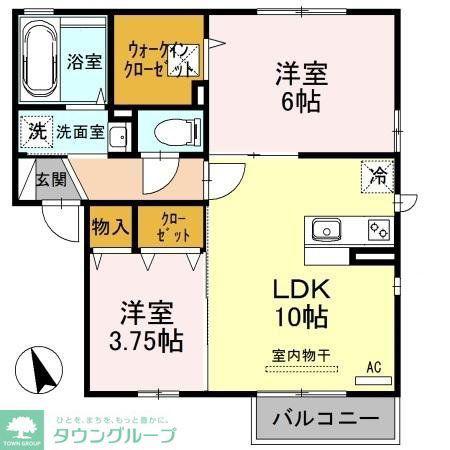 リバレインⅠ(2LDK/1階)の間取り写真