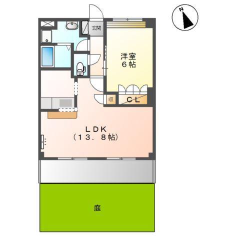スプランドゥールティア(1LDK/1階)の間取り写真
