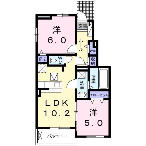 ジェルメ・コリーヌ(2LDK/1階)の間取り写真