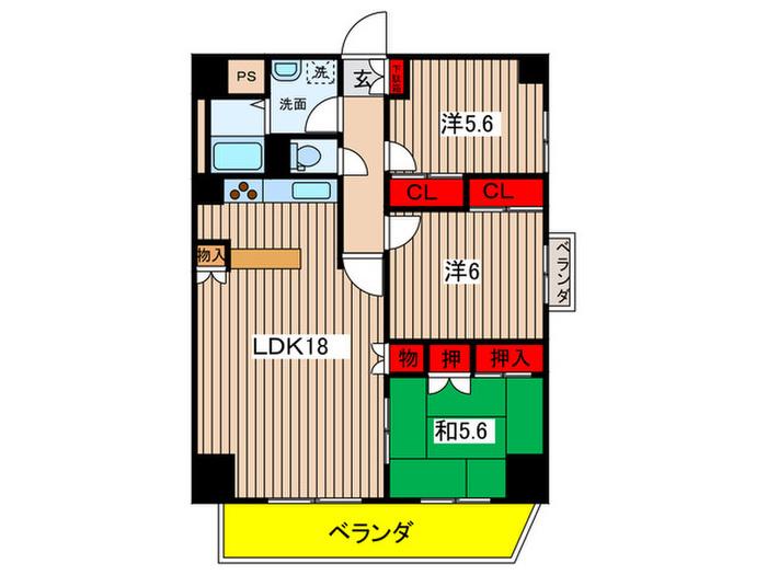 クレセント武蔵関(3LDK/3階)の間取り写真
