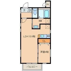 グランレーヴ吹上(1LDK/1階)の間取り写真