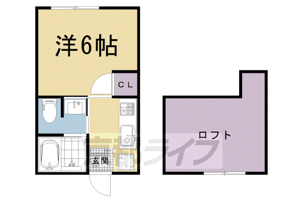 ロフティ西院(1K/1階)の間取り写真