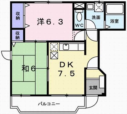 シャルマンミキ(2DK/1階)の間取り写真