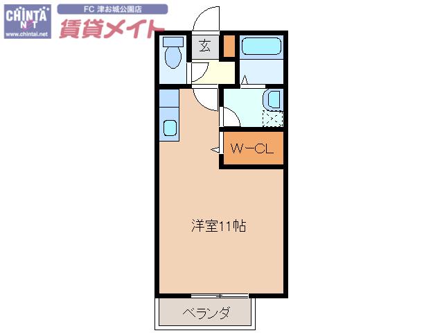 リビングタウンえどばしB(ワンルーム/1階)の間取り写真