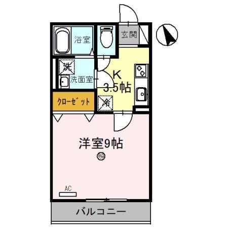 ブルージュIII(1K/3階)の間取り写真