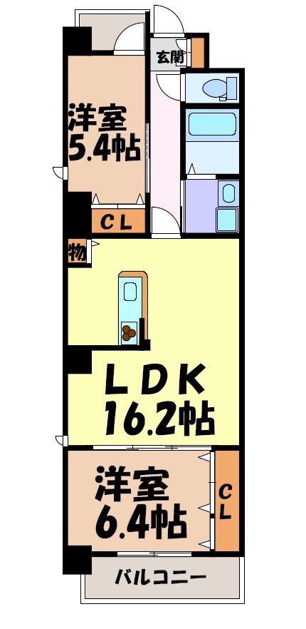 NR新栄(2LDK/9階)の間取り写真