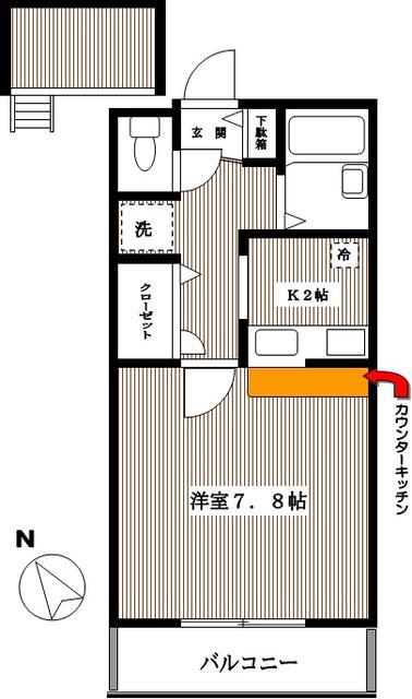 スカッシュコート(1K/2階)の間取り写真