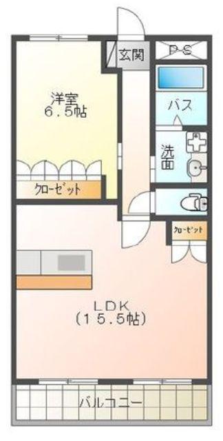 スカイヒルズ(1LDK/4階)の間取り写真
