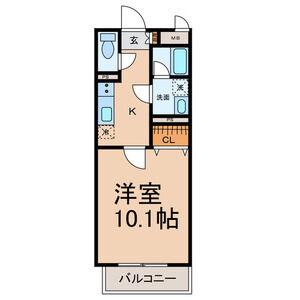 ヴィラ豊科(1K/1階)の間取り写真