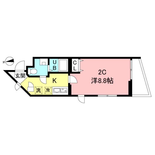 THE ROOMS大森山王マンション(1K/2階)の間取り写真