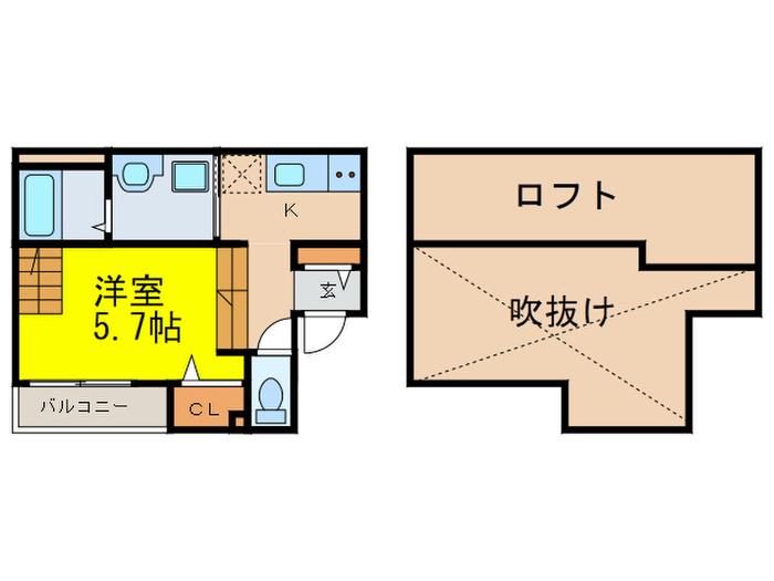 ラピュター(1K/1階)の間取り写真