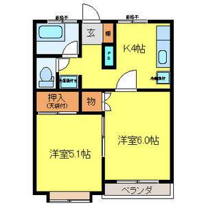 ベルマーレ(2K/1階)の間取り写真