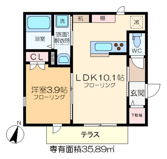 エクセル北千住(1LDK/1階)の間取り写真